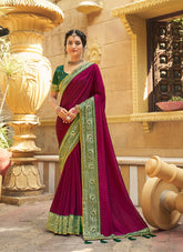 Wine Colour Saree Looking Exemplary